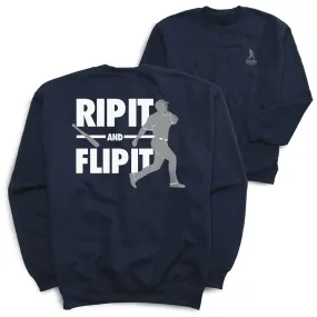 Baseball Crewneck Sweatshirt - Rip It Flip It (Back Design) 